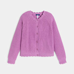 سترة مضلعة سادة، أرجوانية اللون للفتيات